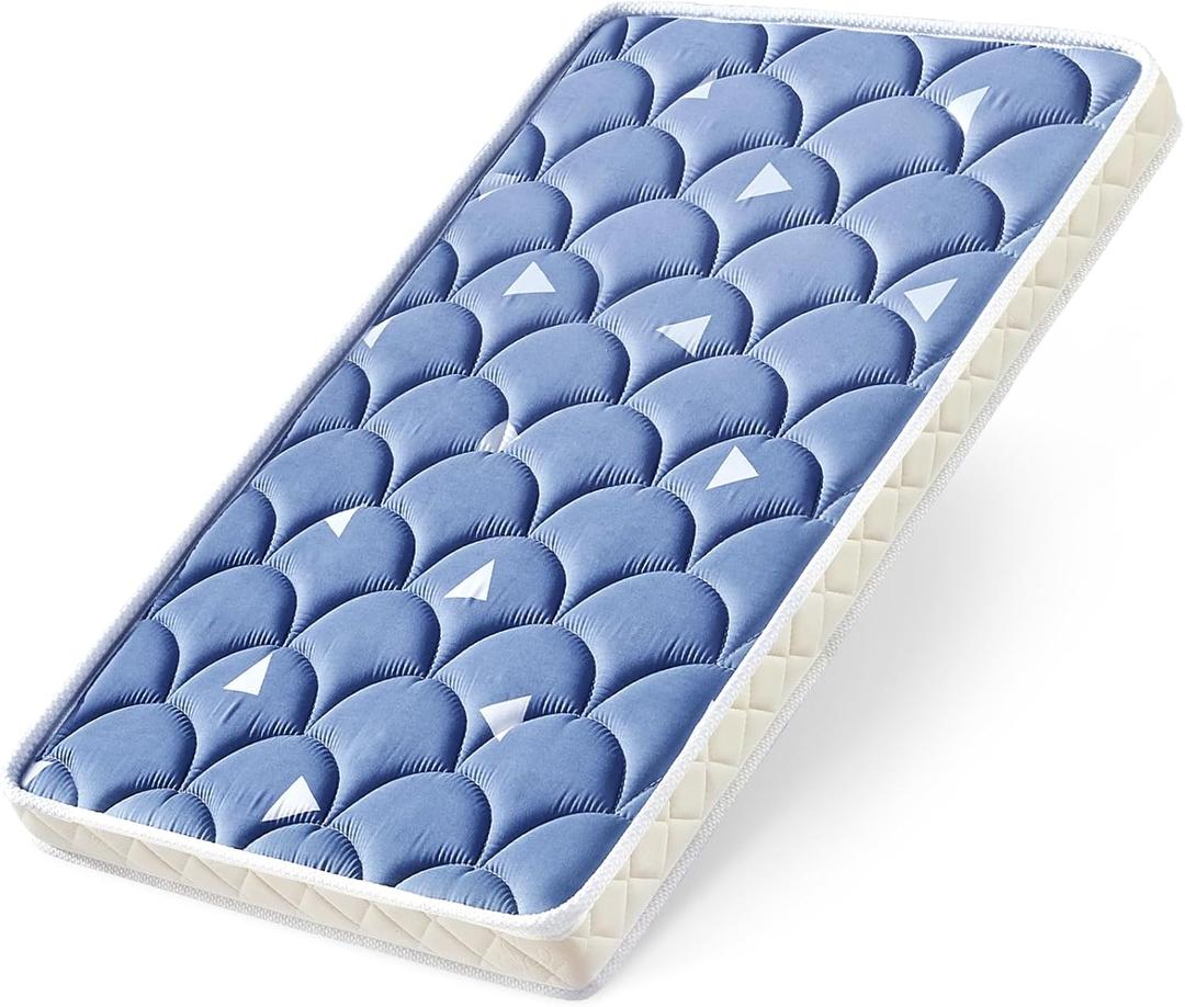 Baby Bassinet Mattress 32x 18 inches- Firm Support and Comfort Premium Foam,Noiseless and Odorless,Hypoallergenic Small Crib Mattress, Fits Moses Basket, Dual Sided with Soft Breathable Fabric (Blue)