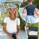 LessonZoo 3 Pack Girls Shirts Scoop Neck Ribbed T Shirts Teens Short Sleeve Slim Fit Summer Tees for Kids Age 5-14(Haze Blue, White, Black,13-14 Years)