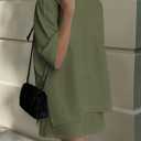 PRETTYGARDEN Women's 2 Piece Lounge Sets 2025 Summer Short Sleeve Tunic Tops Drawstring Shorts Matching Outfits Tracksuits (Army Green,Small) (Green, S)