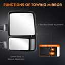 Youxmoto Towing Mirrors fit for 2008-2016 for Ford for F250 F350 F450 F550 Super Duty Pickup Truck Mirrors, Heated; Manual Telescoping/Folding; Turn Signal; Left +Right Side Mirrors; Chrome