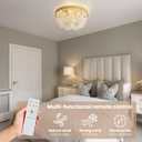 Crystal Caged Ceiling Fans with Lights Flush Mount, 20 inch Crystal Fandelier Ceiling Fan with Light and Remote, Chandelier Modern with Lights for Bedroom, Dining Room, Living Room