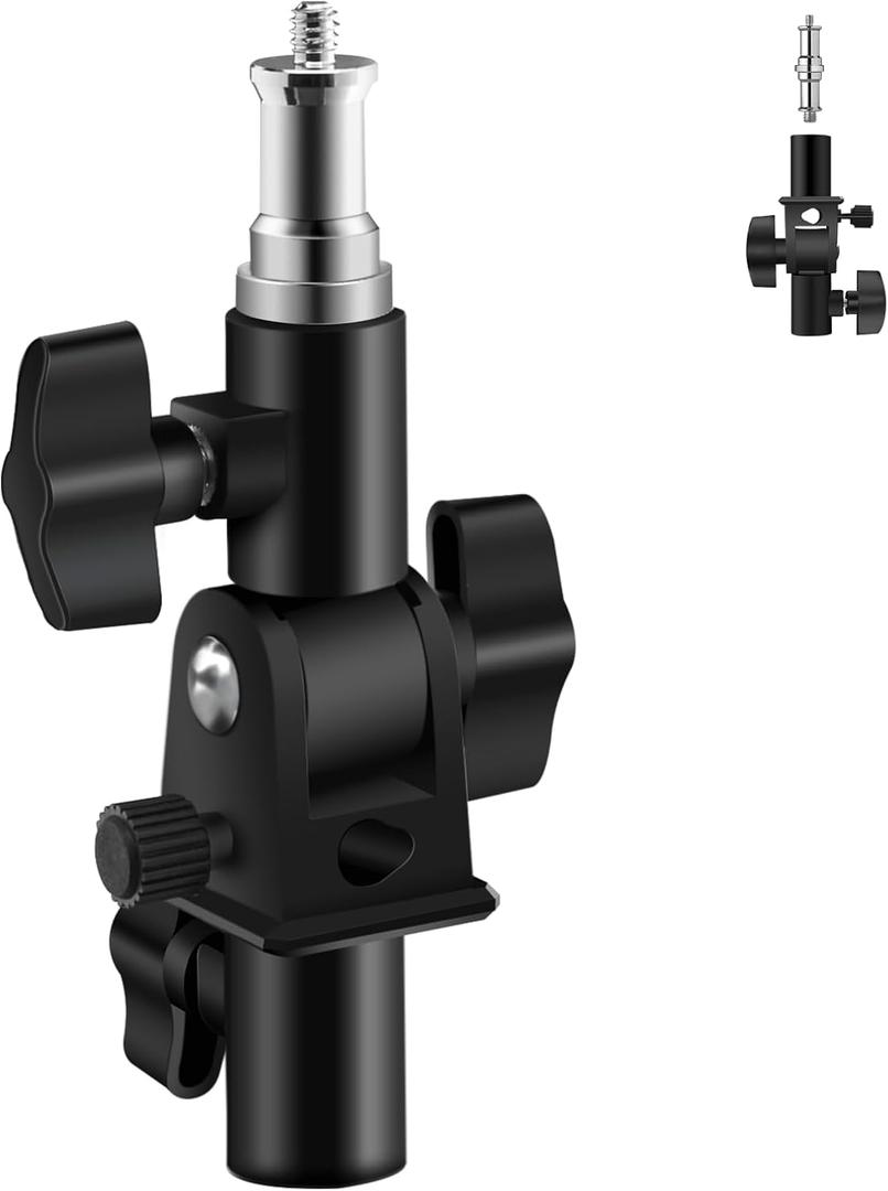 WELLMAKING U-Shape Camera Flash 180Swivel Mount Bracket with Standard 1/4 to 3/8 inch Metal Male Screw Spigot Stud Compatible for Umbrella Softbox Reflector Holder Stand for Video Light Studio Light