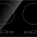 VEVOR Induction Cooktop, 1800W Electric Countertop Burner with 9 Power Settings, 2 Burner Touch Control Stove, Built-in Induction Cooktop, Include 99-Min Timer, Child Safety Lock, Glass Surface, 24in 2 Burners/110V