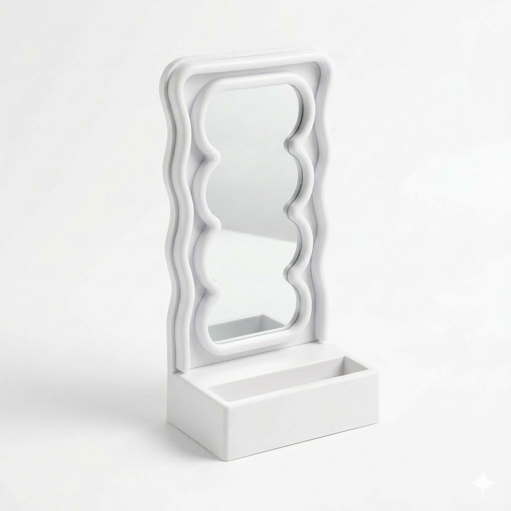Wavy LED Light & Mirror Phone Holder