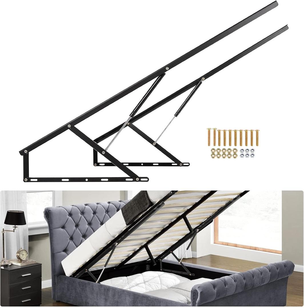 BEAMNOVA 4.6 FT Bed Lift Mechanism, 176-264 lbs Load Capacity, Lifting Gas Spring Set, Heavy Duty, for Storage Box Bed Sofa, Space Saving DIY Project, Queen