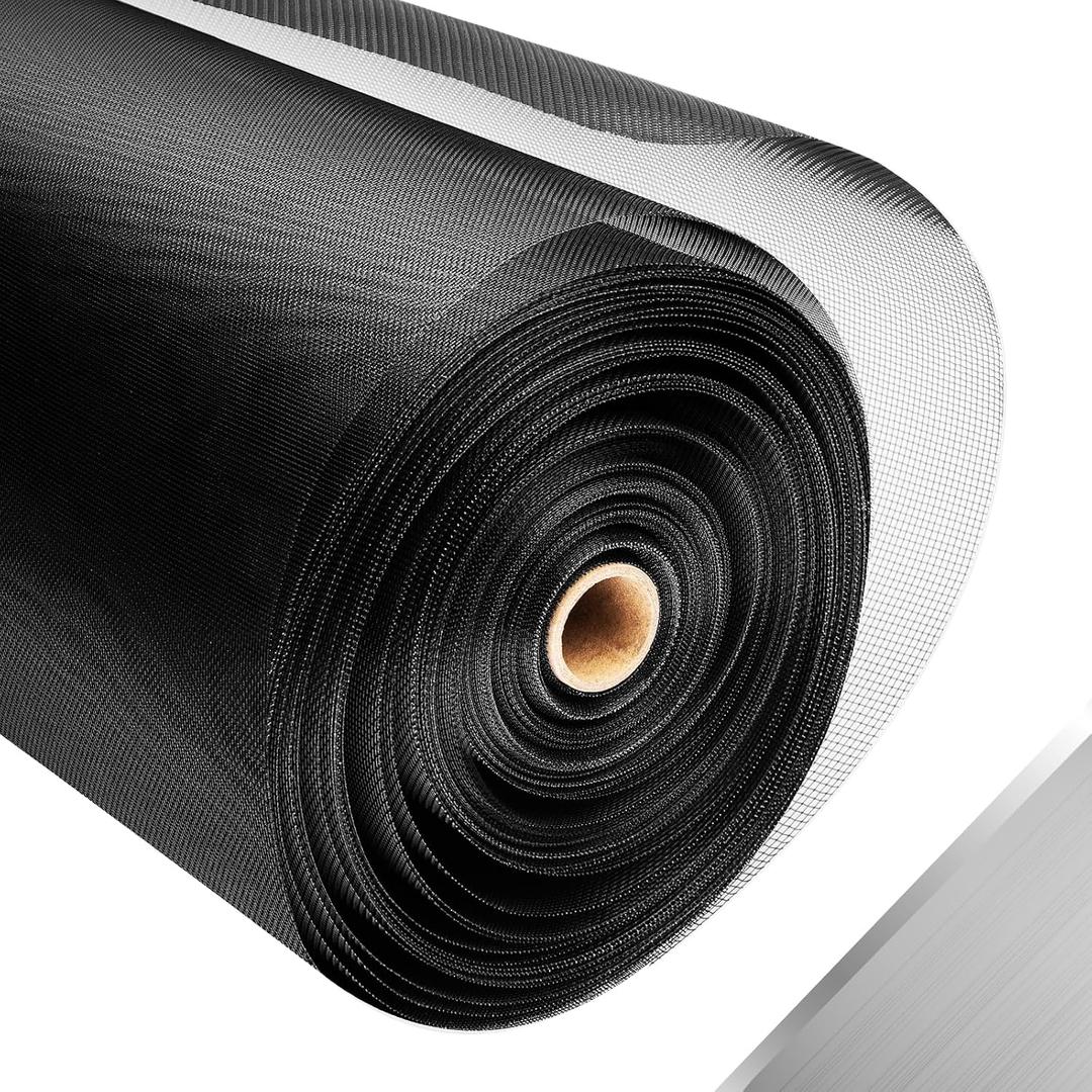 304 Stainless Steel Mesh Window Screen Roll,47IN x 98.43FT Black Metal Window Screen Replacement,Window Screen Mesh for Window,Door,Patio,Pet,Vent,Filter,Porch,Cage and DIY Projects (22 Mesh)