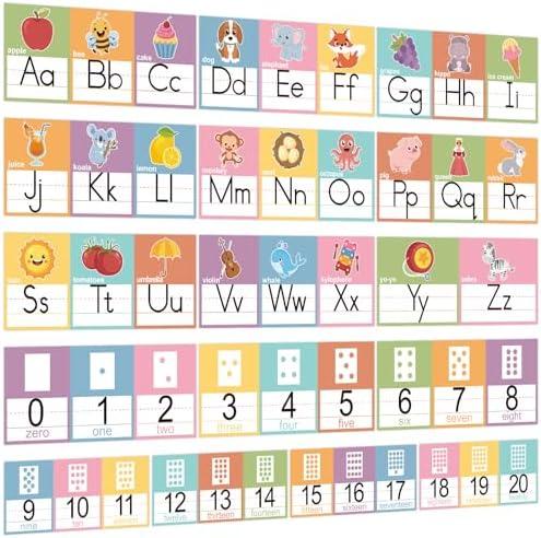 Boho Alphabet Line Bulletin Board Set ABC Number 0-20 Wall Decorations for Pre-School Kindergarten Elementary Classroom Nursery Homeschool