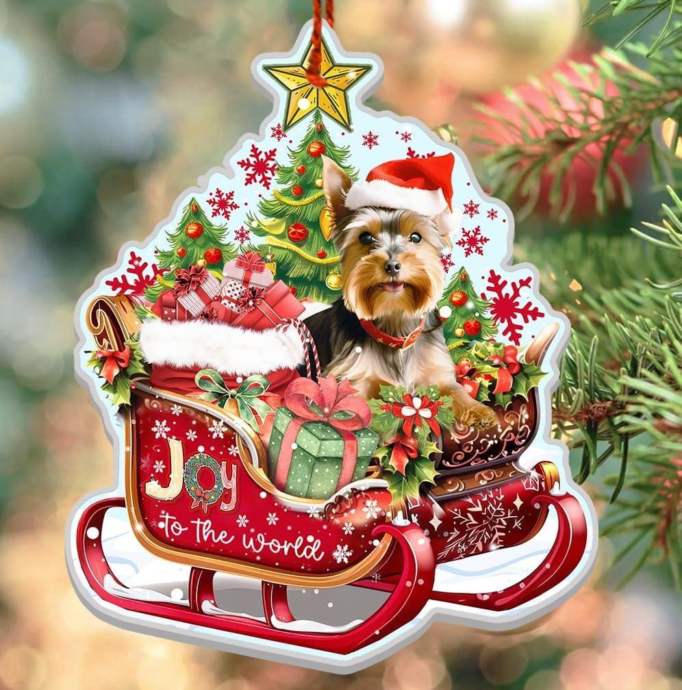 3 x Yorkshire Terrier Christmas Ornament - Yorkie Dog Aluminum Ornaments for Men, Women - Christmas Tree Decorations 2024