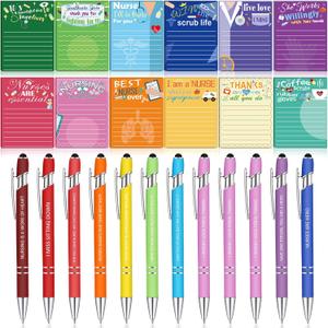 Geyee 24 Pcs Sarcastic Notepads with Sayings Ballpoint Pens Funny Sticky Pads 3 x 4 Inch to Do List Funny Notepads Pens for Coworker Nurse Teacher Employee Office Appreciation Gifts(Nurse)