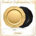 Maxdot 50 Pcs Gold Charger Plates Bulk 13 Inch Plastic Round Dinner Plate Chargers for Wedding Birthday Party Banquet Event Tabletop Decoration Table Setting (Retro), 33 x 33 cm