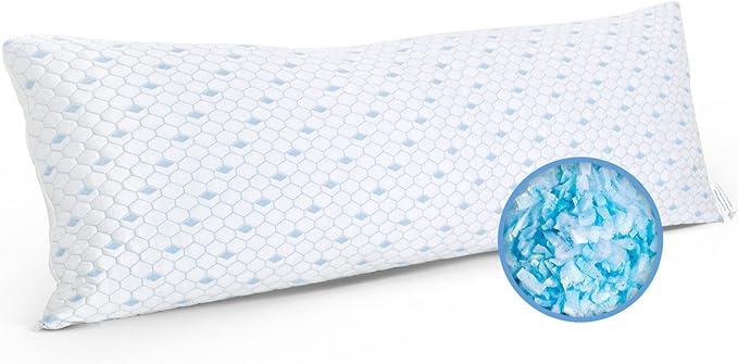 ESHINE Full Body Pillows for Adults - Full Body Pillow for Sleeping/Gel Infused Cooling Pillows/Shredded Memory Foam Pillows, Oeko-TEX/CertiPUR-US Certified, 14x35 Long Pillows