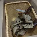 Cane Woven Rectangular Toto Basket with Authentic Leather Straps and Brass Buckles 9"D x 10"W x 14"H