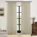 TWODRAPES 90 Inch Linen Pinch Pleated Curtains 2 Panels for Living Room Bedroom Memory Training Shaped Semi Sheer Beige Light Tan Pinch Pleat Drapes Hooks Rings Light Filtering Window Curtain 40x90