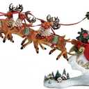 Kurt Adler Musical Santa with 8 Reindeer 2-Piece Set, 24-Inch