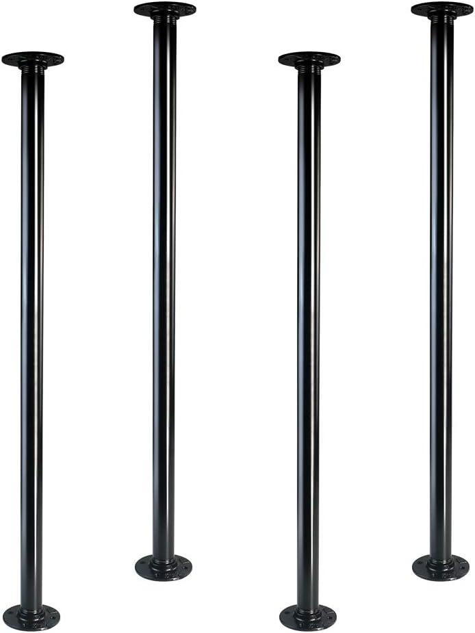 GeilSpace 30" Industrial Pipe Table Legs, Metal Pipes and Flanges for Custom Vintage Tables and Furniture, Rustic DIY Desk Legs, Shelf Support, Set of 4 (1"  30", Black)