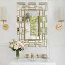 Gold Wall Mirrors Decorative, 24x16 Inch Bathroom Mirror Grecian Venetian Design Rectangle Entryway Mirrors for Bathroom, Living Room, Entrance, Bedroom