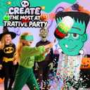 Large Halloween Green People Frank Pinata- Cute Monster Design - Piata Kit with Stick, Rope, Blindfold, Confetti for Halloween Parties & Kids' Events (21"  16.5"  3")