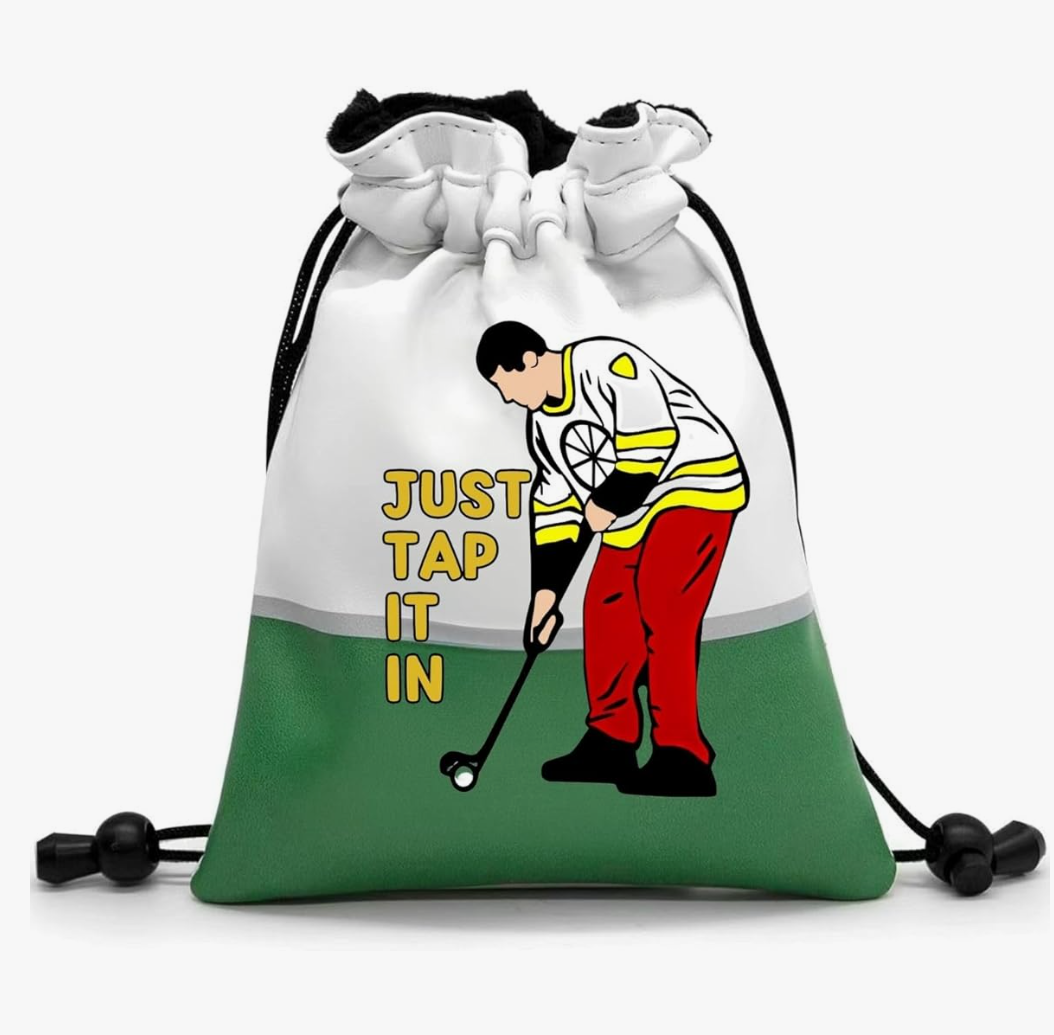 Artpreti Funny Golf Valuables Pouch,Golf Pouch Bag with Drawstrings Golf Tee Bag Pouch Leather Golf Tee Pouch Golf Ball Bag for Men Women - Just Tap It in