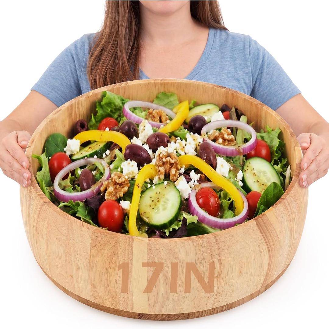 17 x 5.9 Inch Extra Large Wood Salad Bowl, Mixing Salad Fruits