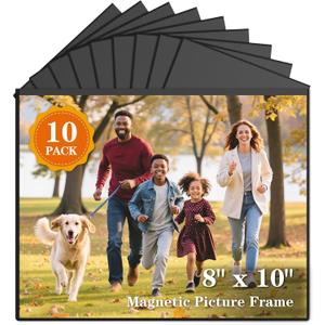 10 Pack Magnetic Picture Frames, 8x10 Inch Magnetic Photo Frames for Refrigerator, Refrigerator Magnets Pictures Frames for Locker Wall Cabinet (Black)