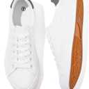 Rominz Mens White Canvas Shoes Fashion Low Top Canvas Sneakers Casual Tennis Shoes Lace-Up Walking Shoes for Men (8.5)