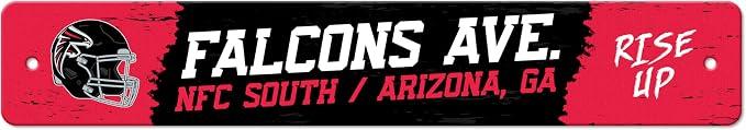 FANMATS 48429 NFL - Atlanta Falcons Flat Metal Street Sign | Black & Red | 24"x4" | "Falcons Ave." Wordmark