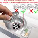 2pcs Kitchen Sink Drain Basket, 3 1/4 '' 304 Stainless Steel Drainage Filtration Basket with Handle for Kitchen Sink Strainer Replacement