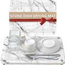 Stone Drying Mat For Kitchen Counter, Marble Drying Stone For Kitchen Counter, 15.8 x11.8" Stone Drying Mat, Stone Mat For Kitchen Sink, Diatomaceous Earth Dish Drying Mat, Dish Drying Stone (White)