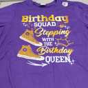 Birthday Squad Shoes Stepping with The Birthday Queen Party T-Shirt, XL, Purple