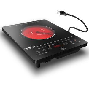 Single Burner Electric Cooktop, Portable Electric Stove 110v with plug, Touch Stove Electric with Safety Lock, Timer, Kitchen Cooking Electric Stove With 9 Power Levels, 1800W