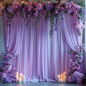 10x10ft Wrinkle Free Lavender Backdrop Curtain for Parties Soft Fabric Drapes Wedding Curtain Backdrop for Birthday Party Decorations Background for Photography 5x10ft, 2 Panels