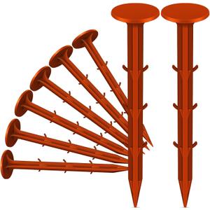 8 Pcs Garden Stakes Survey Markers Low Profile Survey Stakes Plastic Property Line Markers Anchors Spikes 6.3 Inch for Paver Landscape Fabric Lawn Edging Tarps Weed Barriers (Orange)