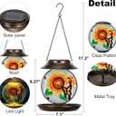 Solar Bird Feeders for Outdoors Hanging, Solar Sunflower Bird Feeder with Led Light Waterproof Metal Birdfeeders Outside Hanging Decorative for Outdoor Garden Yard Patio Backyard