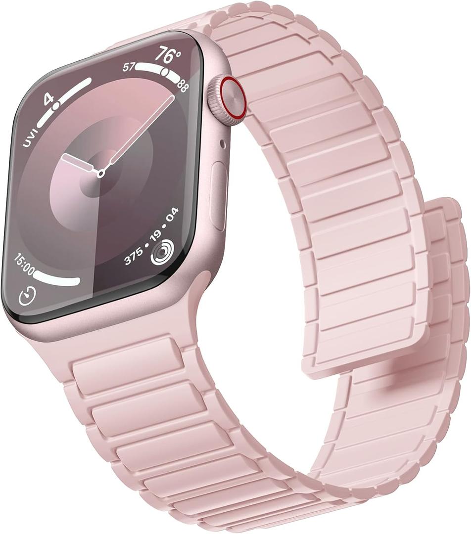 Witzon Magnetic Band Compatible with Apple Watch 46mm 45mm 44mm 42mm 41mm 40mm 38mm 49mm Bands for Men Women, Sport Silicone Strap Strong Magnet Wristband for iWatch Series 10 9 8 7 6 5 4 3 SE Ultra 2