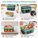 Electric Heated Lunch Box for Adults, EDCERATY Rechargeable 60W Self-Heating Food Warmer with 1L Stainless Steel Container, Fork, Spoon and Insulated Carry Bag for Work Men Car Truck(Grey+Green) (1Pack)