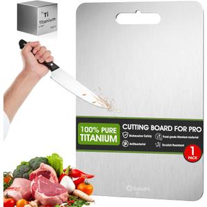 Titanium Cutting Board, 100% Pure Titanium Cutting Boards for Kitchen, Cutting Boards Non Toxic for Separating Raw Meat, Vegetables and Fruits, Dishwasher Safe & Knife Friendly(14"L x 10"W)