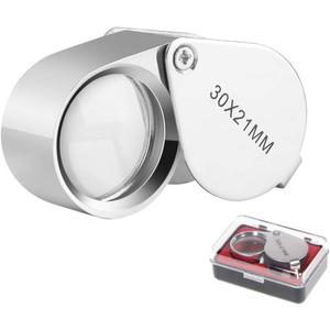 KINGMAS Pocket Jewelry Loupe 30x 21mm Jewelers Loop Eye Magnifying Glass Foldable Magnifier