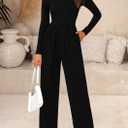 PRETTYGARDEN Jumpsuits for Women Dressy Fall Fashion Clothing 2026 Long Sleeve Mock Neck Date Night Rompers Business Outfits (Black, M)