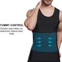 Mens Slimming Compression Shirt, Body Shaper Workout Tank Top, Gynecomastia Tummy Control Undershirts - Change in Seconds (Large, Black)