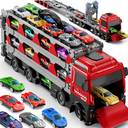 78-Inch Cars Trucks Toys for Toddler 1-3 2-4 3-5 4-7 Years Old Boys Kids, Transport Truck with 24Pcs Die-Cast Cars, Gifts for 3 4 5 6 Year Old Boys, Toddler Boy Toys Ages 3-5 4-7