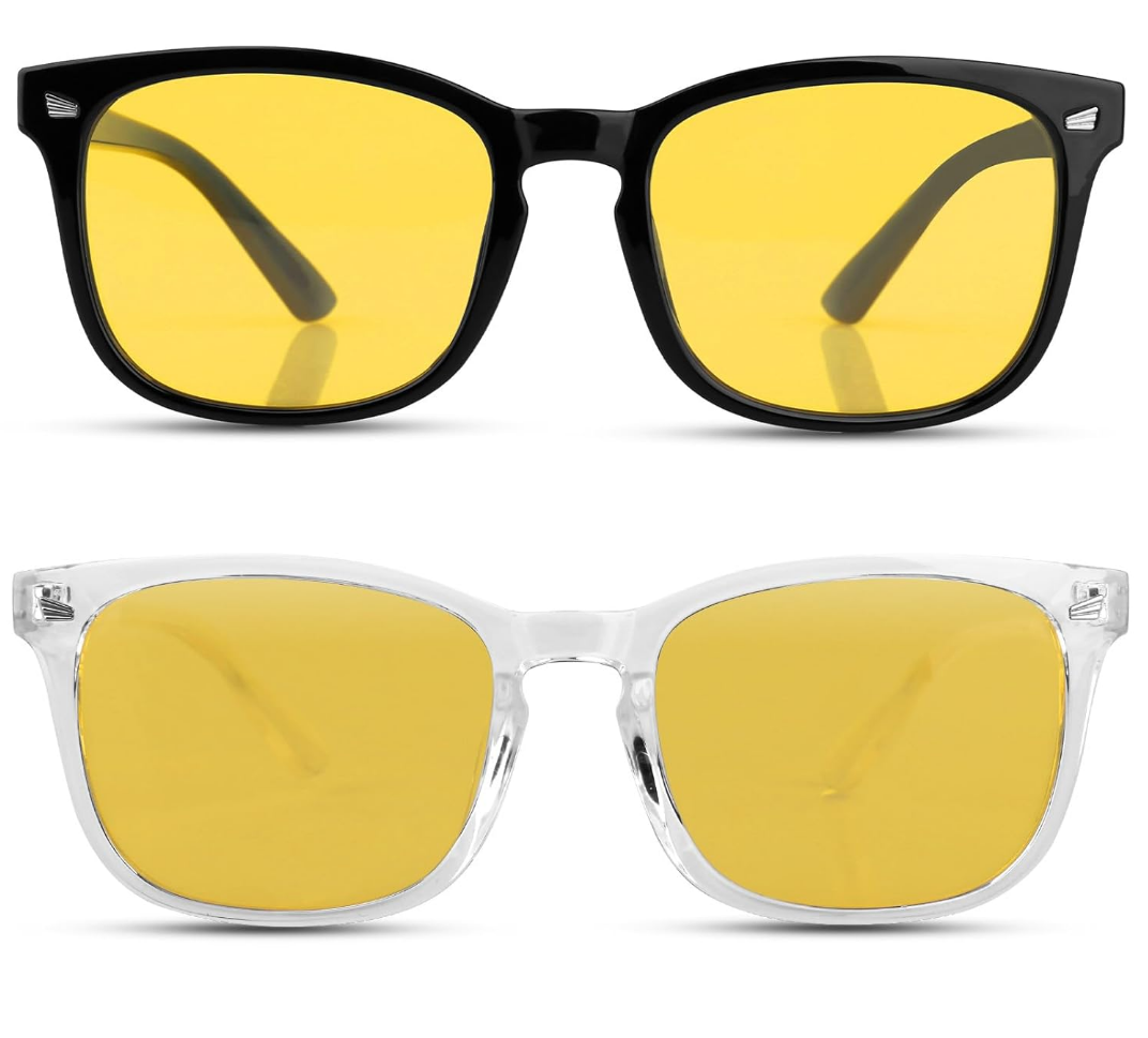 Night Driving Glasses for Men Women, Anti Glare Polarized Yellow Lens Night Vision Glasses for Nighttime/Rainy/Foggy