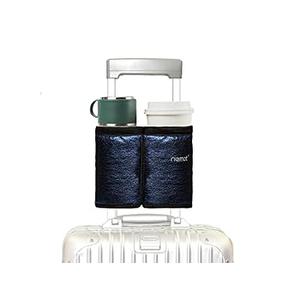 riemot Luggage Travel Cup Holder Free Hand Drink Carrier - Hold Two Coffee Mugs - Fits Roll on Suitcase Handles - Gifts for Flight Attendants Travelers Accessories Glitter Navy