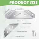 3 x Quacc 6 PCS Stainless Steel Furniture Corner Connectors, Corner Braces with Screws, Trapeziform Angle Brackets for Chairs Drawers, Cabinets, Tables (Silver)