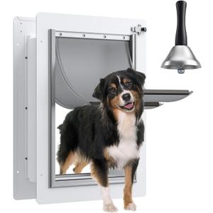 Dog Door for Wall Steel Frame, Telescoping Tunnel & Double Food-Grade Silicone Flaps Pet Door, Doggy Doors with Secure Lock (Pets Up to 40 lbs) - Medium
