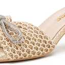 Vepose Women's Woven Mule Heels Square Open Toe Sandals | Dressy summer sandals with 2.8 in flared block heel, slip-on fit, rubber sole, office, vacation, and weekend