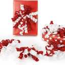 6" Metallic Glitter Red and White Self Adhesive Curly Ribbon Gift Wrap Bows for Christmas, Holiday, Birthday, Wedding, Presents, Party Favors Decorations 6-Count