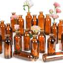 Amber Glass Bud Vase, 20 Pack 8 Oz Living Bud Vases, Small Vases for Flowers, Decorative Amber Bottles for Table Centerpiece, Home Decor, Office, Wedding Reception, Vintage Style (Brown)