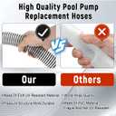 2 Pack 2026 Upgrade EVA Pool Hose with 40mm Hose to 1 1/2 Inch Inlet/Outlet Adapter Conversions for Above Ground Pools 6ft Long Swimming Pools Replacement Filter Hoses for Pool Pumps (Black)