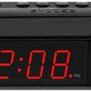 Sharp Digital Alarm Clock  Black Case with Red LEDs - Ascending Alarm Grows Increasing Louder, Gentle Wake Up Experience, Dual Alarm - Battery Back-up, Easy to Use with Simple Operation