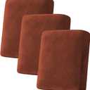 H.VERSAILTEX Velvet Stretch Couch Cushion Cover Plush Cushion Slipcover for Chair Loveseat Sofa Cushion Furniture Protector Seat Cushion Sofa Cover (3 Piece Sofa Cushion Covers, Rust)